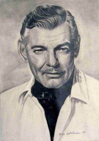 Clark Gable, lyijykynäpiirros. Taiteilija Sirpa Papinaho.